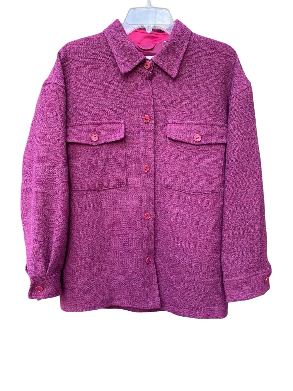 Aritzia Babaton Joan Shirt Jacket Shacket Pockets Women's Size 2 Wine Color